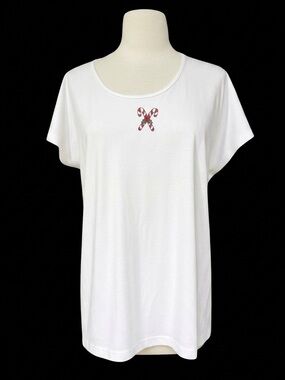 NWOT Country Store 100% Cotton Embroidered Christmas Candy Cane Shirt